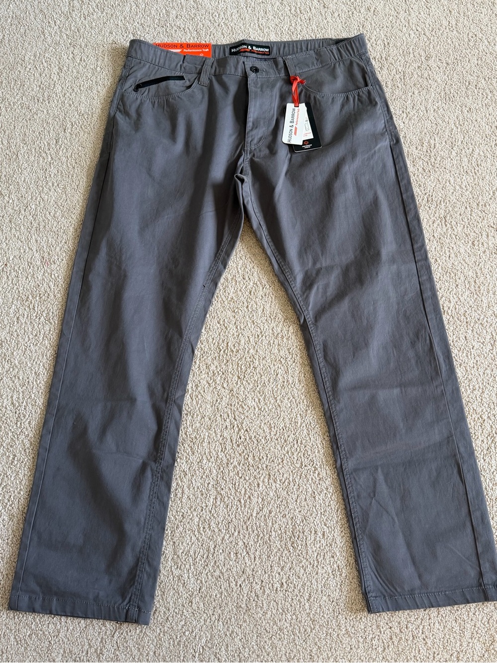 Hudson & Barrow Pants Men’s 36x30Performance Stretch Golf Gray NEW WITH TAGS!!